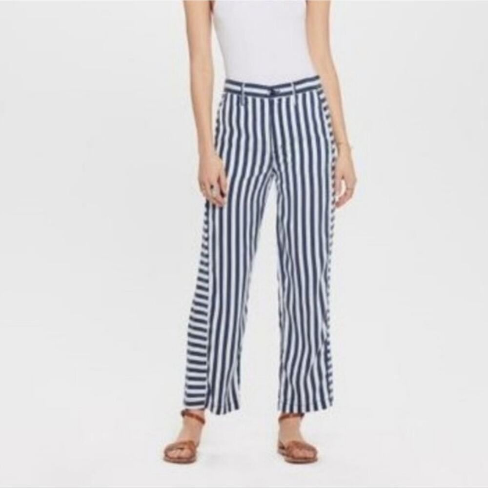 Mother The Inset Greaser white navy striped‎ pants in This Way and That Way 25